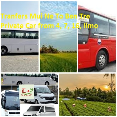 Tranfers Mui Ne To Ben Tre Private Car From 4, 7, 16, Limo