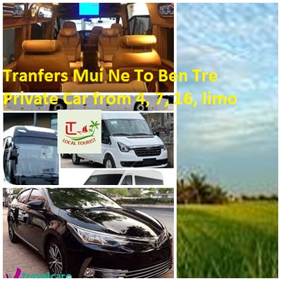 Tranfers Mui Ne To Ben Tre Private Car From 4, 7, 16, Limo