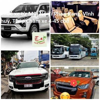 Thuê xe từ Mũi Né đi Phan Rang, Vĩnh huy, Tháp Chàm xe 4-45 chỗ yutr75e